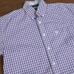 Wrangler George Strait Collection S/S Button Shirt M Purple Plaid